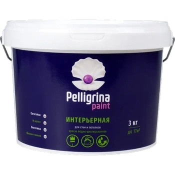 Краска акрил. интерьерная влагостойкая белоснежная  3 КГ (4) "PELLIGRINA PAINT"