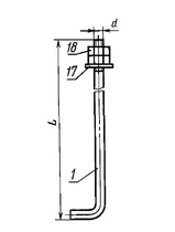М12х650 L=100 (загиб 150) Фундаментный анкерный болт изогнутый 1.1 по ГОСТ 24379.1-80 (2012)