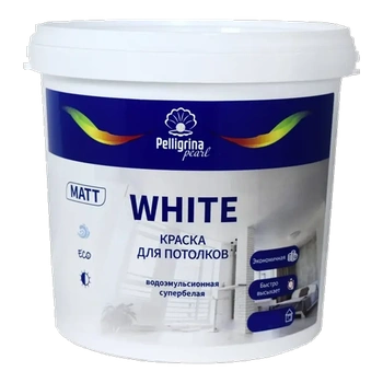 Краска "WHITE" для потолков база А 9 Л (1) "ПЕЛЛИГРИНА ЖЕМЧУГ"