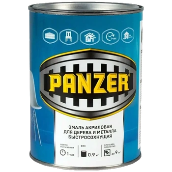 Эмаль акриловая полуглянцеваяая красная 0,9 КГ (1/14) "PANZER"