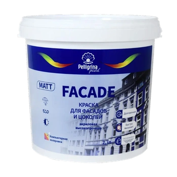 Краска "FAСADE" для фасадов и цоколей акриловая база С 2,7 Л (1/2) "ПЕЛЛИГРИНА ЖЕМЧУГ"