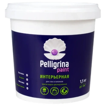 Краска акрил. интерьерная влагостойкая белоснежная  1,5 КГ (6) "PELLIGRINA PAINT"